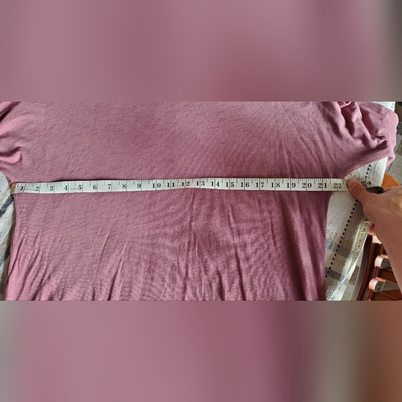 BOBI MAUVE OVERSIZED DOLMAN LONG SLEEVE ATHLEISURE TOP WITH BACK KEY HOLE - Picture 7 of 8